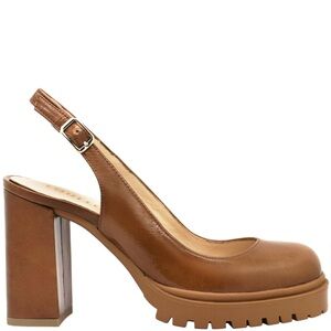 LODI Love Tan Slingback Platform Heels